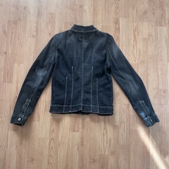 Ralph Lauren Womens Polo Jeans Jacket Jamie Vintage Distressed Black L - Picture 6 of 11